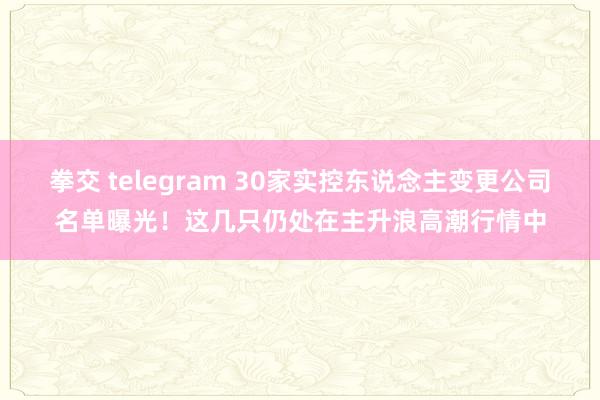 拳交 telegram 30家实控东说念主变更公司名单曝光！这几只仍处在主升浪高潮行情中